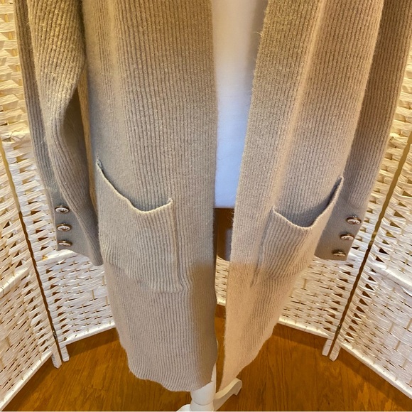 Long Beige Women's Sweater Cardigan size XL - Picture 5 of 14